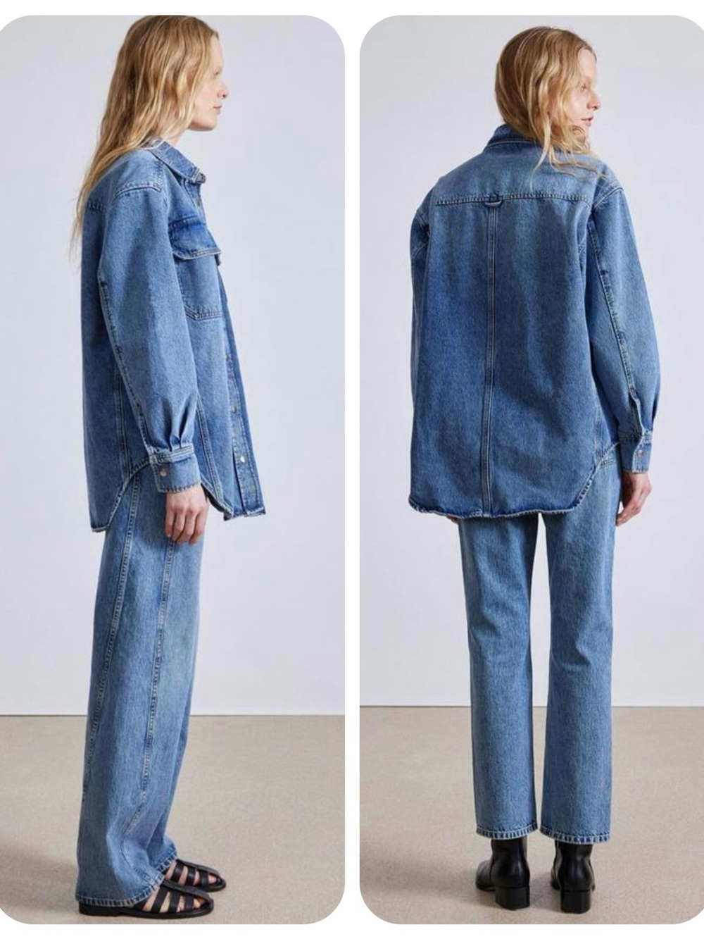 Apiece Apart Pia Oversized Shacket in the Austin Wash, size Medium. - Picture 3 of 8